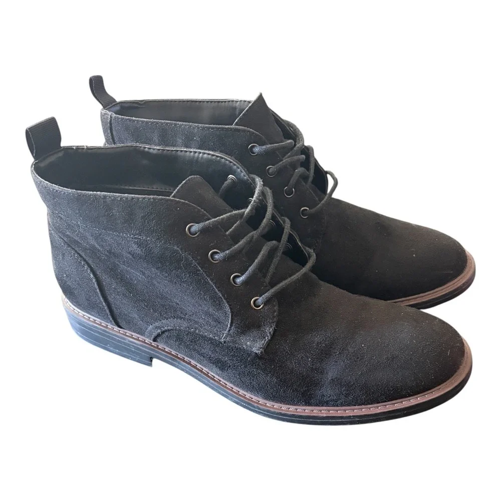 Alfani Aiden Mens Black Faux Suede Chukka Lace Up Ankle Boots Size 12M